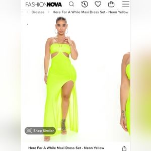24. Fashion Nova-  NWOT Two piece skirt set- Lime Green